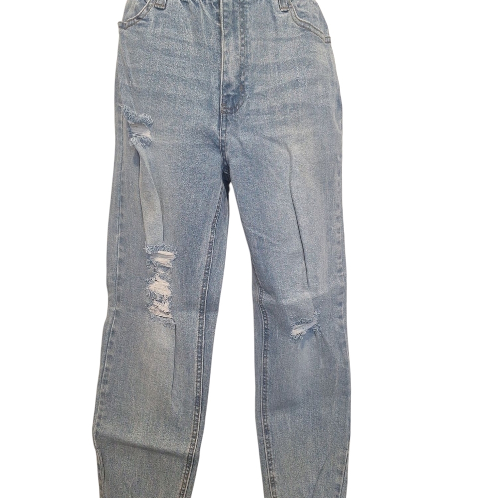 Tinseltown Distressed Ripped Light Blue Paperbagwaist Mom Jean Size 5 NWOT - Picture 4 of 6